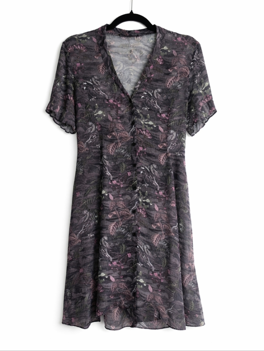 AllSaints Lightweight Floral Tropical Dress  Dark Romantic Boho Goth Size Medium